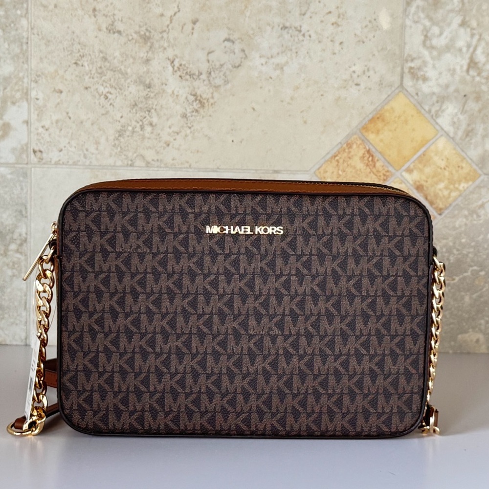 Michael Kors Jet Set Signature Brown Crossbody Bag